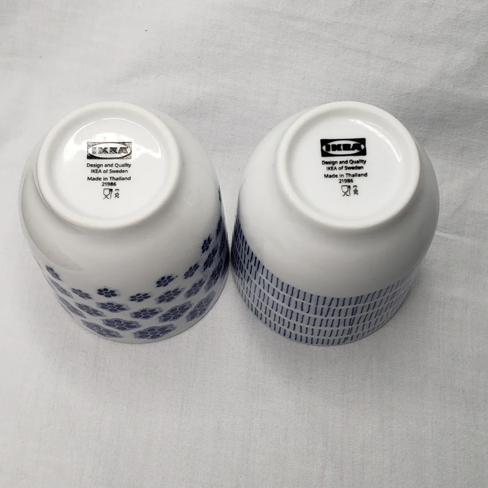 IKEA 365 New Cork Coasters + Blue Patterned Mugs Set